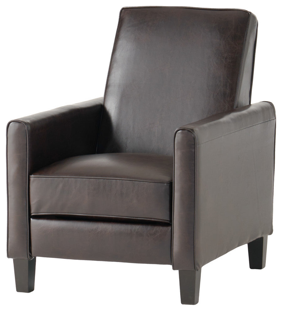GDF Studio Hinus Indoor Upholstery Club Chair Recliner, Brown Leather