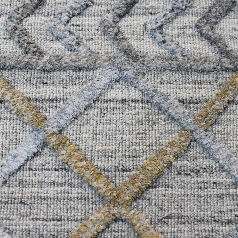 HAND WOVEN FLAT WEAVE KILIM POLYESTER RUG-Rectangle,Gray Multicolor,Contemporary, [Rectangle] 4'x6'