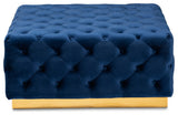 Edie Glam Royal Blue Velvet Ottoman