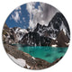 Distant Mountains And Mountain Lake, Landscape Disc Metal Wall Art, 23"