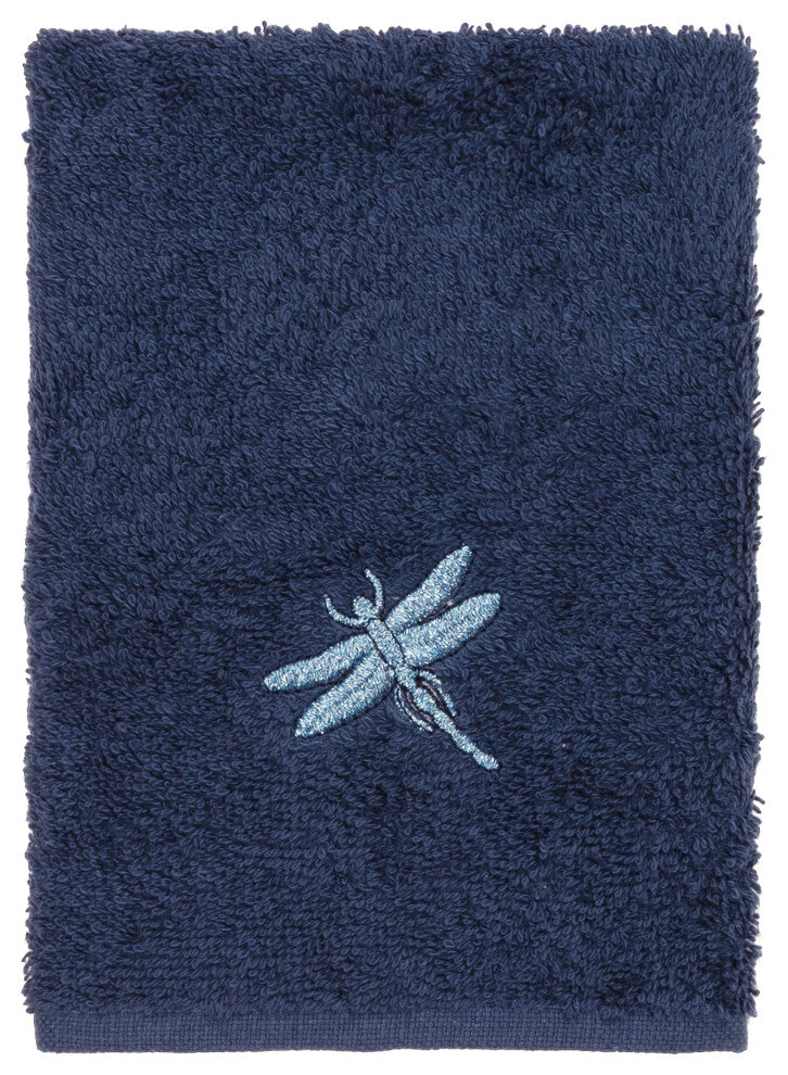 Linum Home Textiles Turkish Cotton Braelyn 3-Piece Embellished Towel Set, Navy