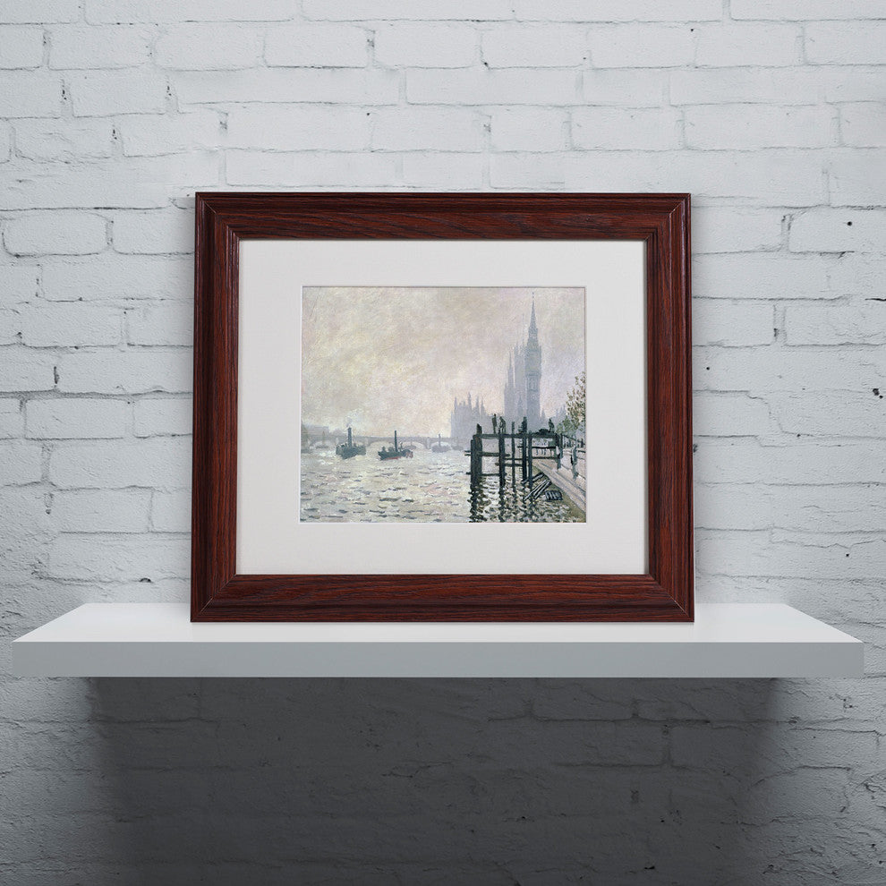 'The Thames Below Westminster' Matted Framed Canvas Art by Claude Monet