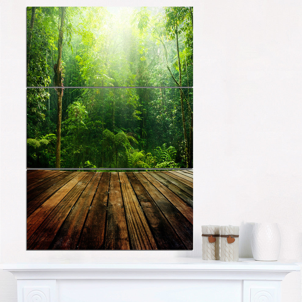 "Green Forest With Ray of Light" Photo Wall Art, 3 Panels, 28"x36"
