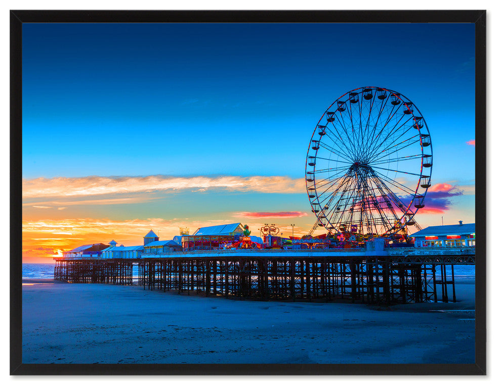Central Pier and Ferris Wheel Landscape Photo Canvas Print with Frame, 28"x37"
