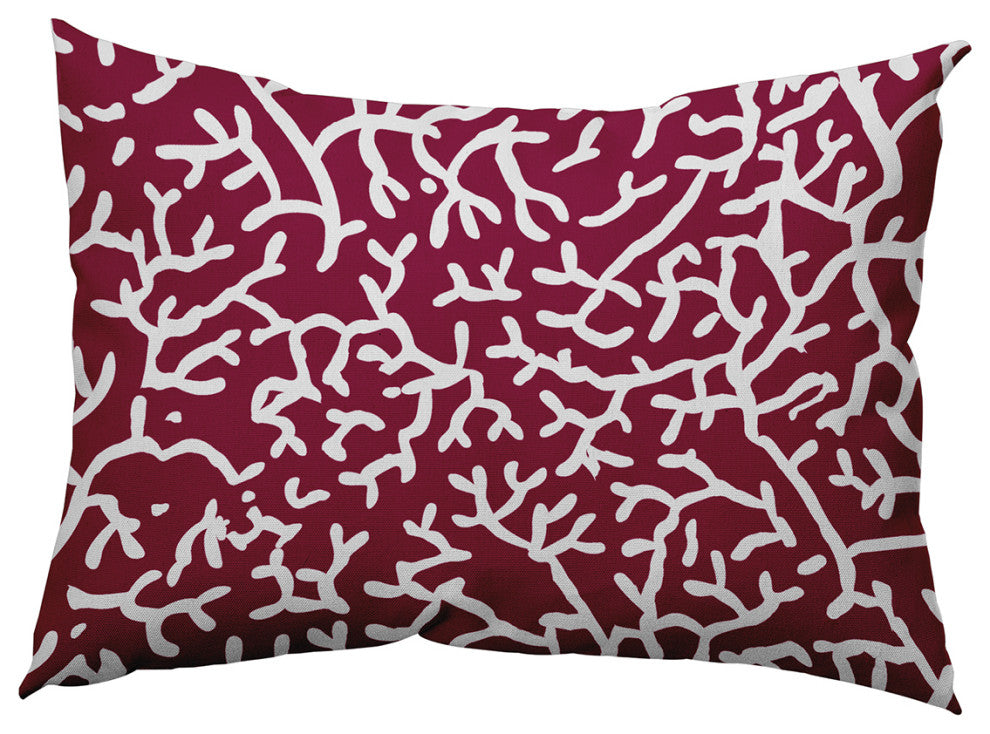 Seaweed Polyester Indoor Pillow, Maroon Red, 14"x20"