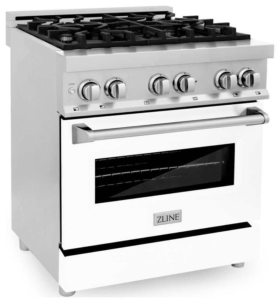 ZLINE 30 in. Professional Dual Fuel Range With White Matte Door, RA-WM-30
