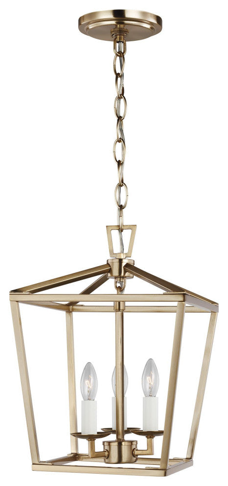 Dianna Three Light Mini Lantern, Satin Brass