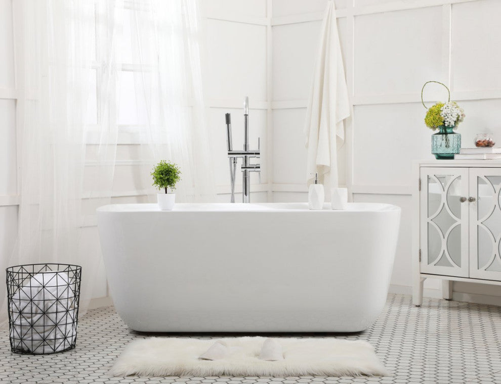 Charlotte 59" Soaking Bathtub, Glossy White