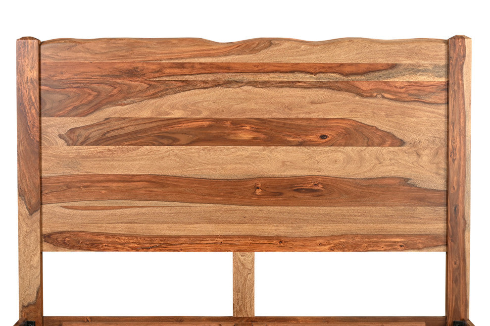 Damian Live Edge Solid Wood Panel Bed, Brown, King