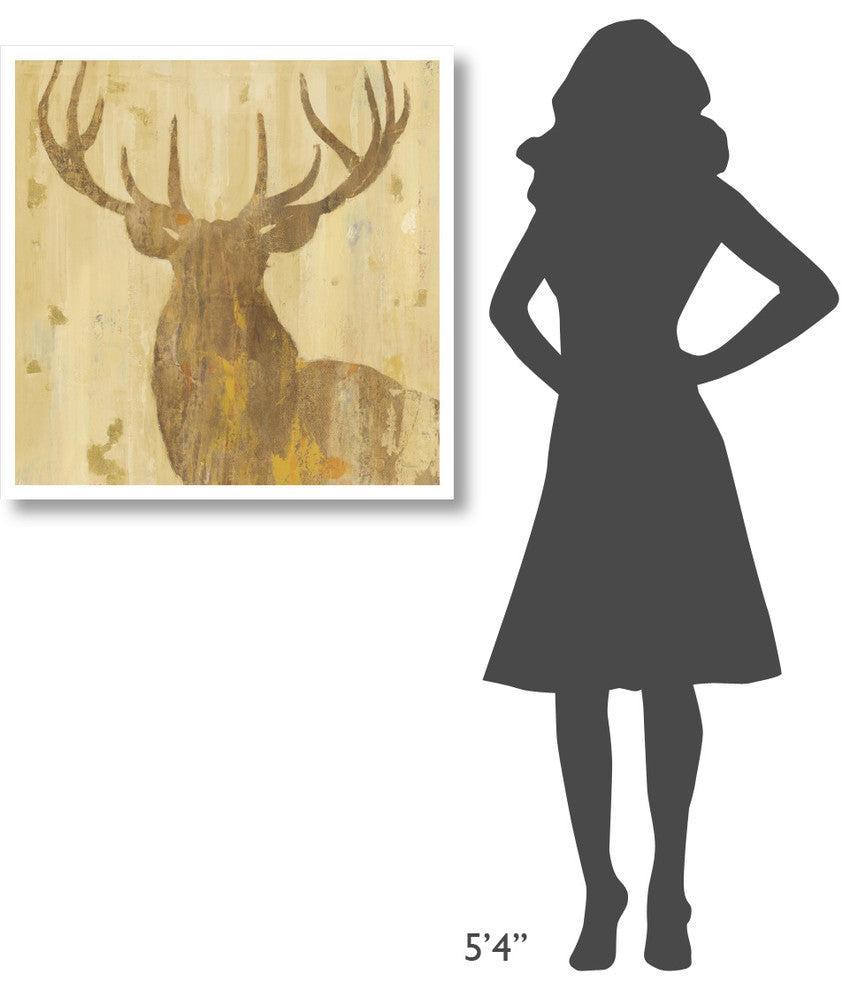 "Golden Antlers III" Digital Paper Print by Albena Hristova, 32"x32"