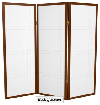 4' Tall Double Cross Shoji Screen, Walnut, 3 Panels