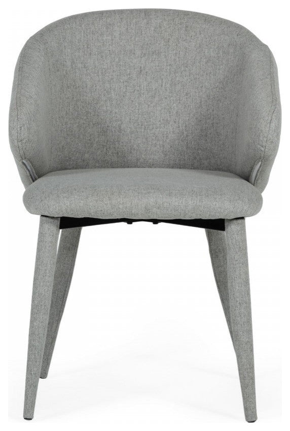 Set of Two Gray Fabric Wrapped Dining Chairs