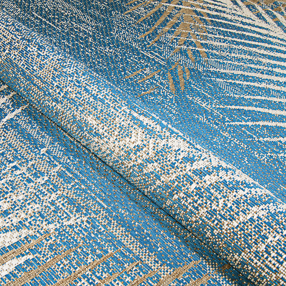 Couristan Monaco Tropical Palms Indoor/Outdoor Area Rug, Ocean, 5'3"x7'6"