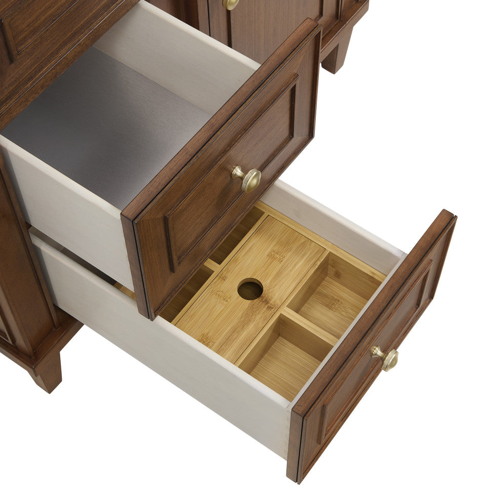 Lorelai 36" Single Vanity, Mid-Century Walnut, 3 CM White Zeus Top