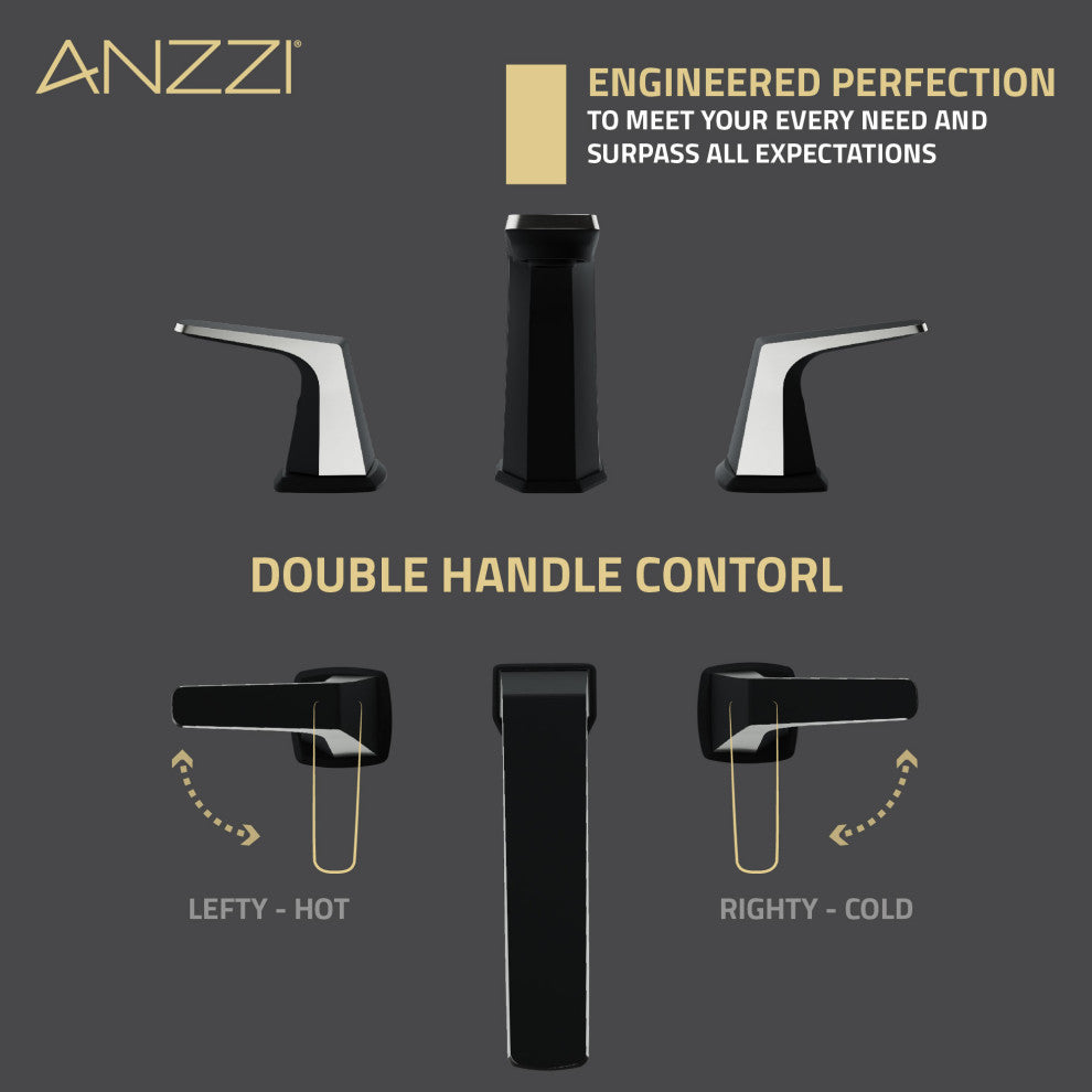 2-Handle 3-Hole Widespread Bathroom Faucet, Matte Black Brushed Nickel