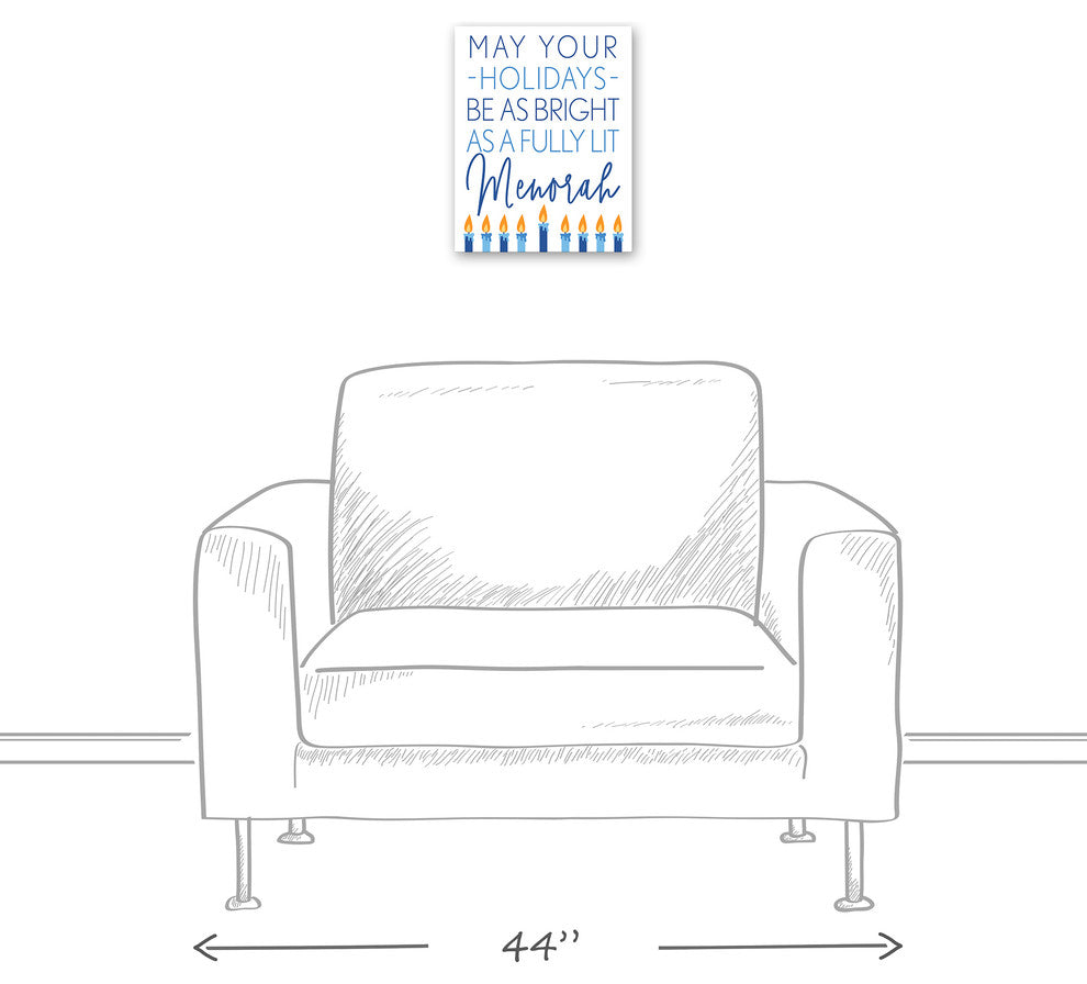 May your Holidays be as Bright as a Fully Lit Menorah Canvas Wall Art, 11"x14"