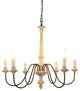 6 Light Candle Style Classic chandelier With Wood Accents