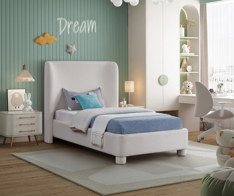 Penny Bed, Cream, Twin, Linen Textured Fabric