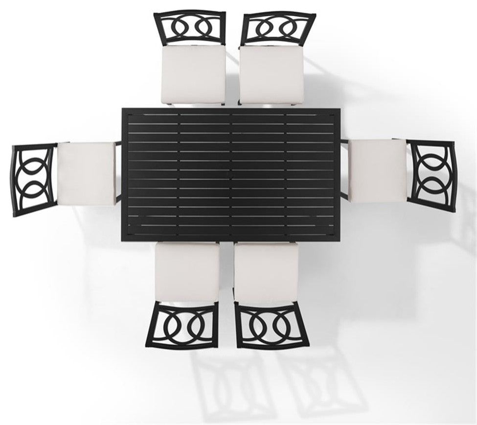 Crosley Furniture Chambers 7-Piece Steel Metal Outdoor Dining Set in Cream/Black