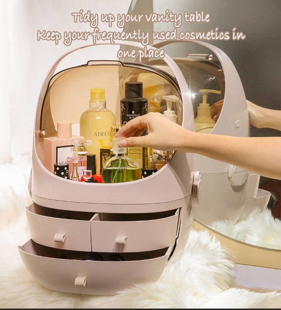 CozyBlock Small Modern Makeup Container Storage, Pink, Cosmetic Display Box