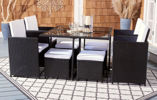 Safavieh Enerson Outdoor Dining Set, Black / White