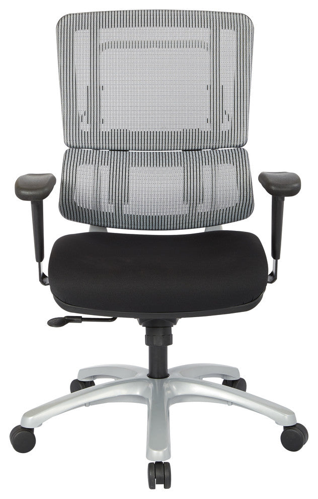 Vertical Gray Mesh Back Chair With Silver Base and Black Coal Freeflex Seat