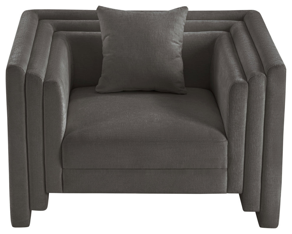 Everett Upholstered Chair, Grey, Chenille Fabric