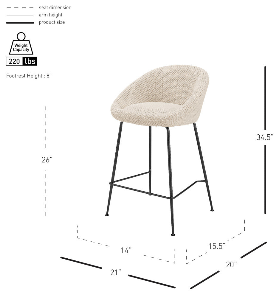 Watson Counter Stool, Set of 2, Georgia Cream