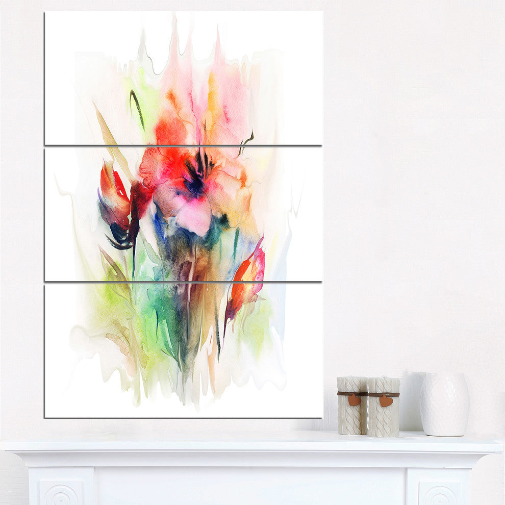"Floral Watercolor Illustration" Metal Wall Art, 3 Panels, 28"x36"