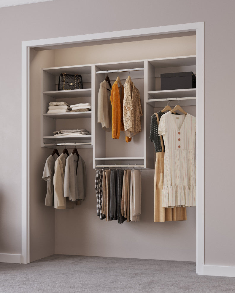 Modular Closet System Wall-Mounted Closet Hanging Organizer For 66"- 96" Closet,