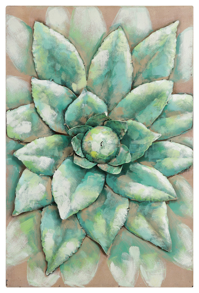 "Succulent 2" Mixed Media Iron Hand Painted Dimensional Wall Art
