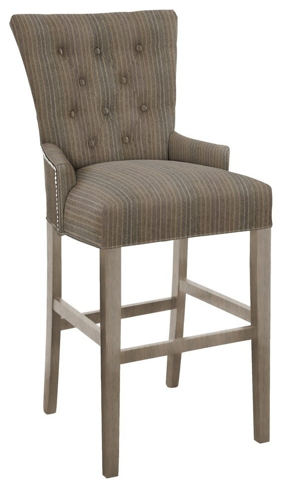 Modern Hekman Woodmark Sonya Bar Stool With Nickel Nailhead Trim