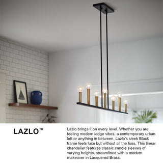 Lark Lazlo 24.25" Small Single Tier Chandelier, Black + Lacquered Brass