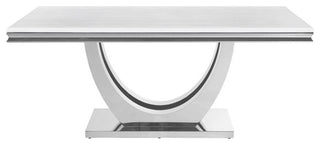 Maklaine 5-piece Modern Metal Base Dining Room Set in White and Chrome