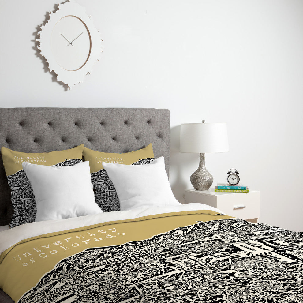 Deny Designs Bird Ave University Of Colorado Yellow Duvet Cover - Lightweight