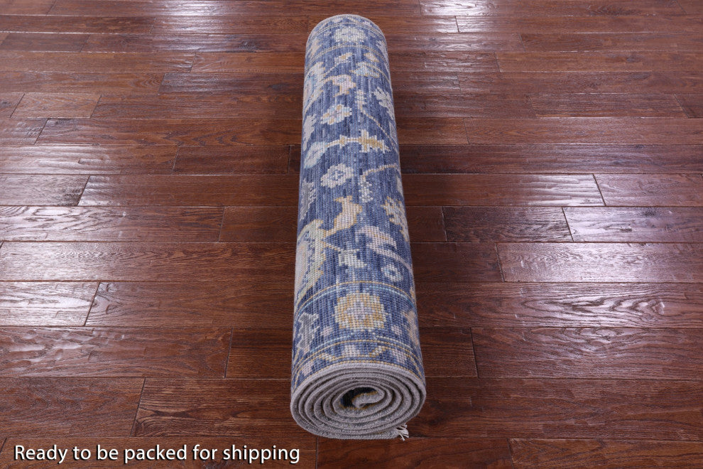 Runner Turkish Oushak Handmade Wool Rug 4' 0" X 10' 2" - Q13467