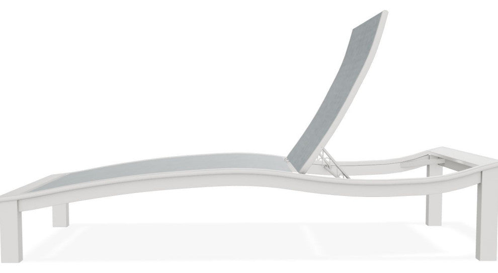 Bazza Sling 4-Position Contour Outdoor Chaise Lounge, Charm/Snow