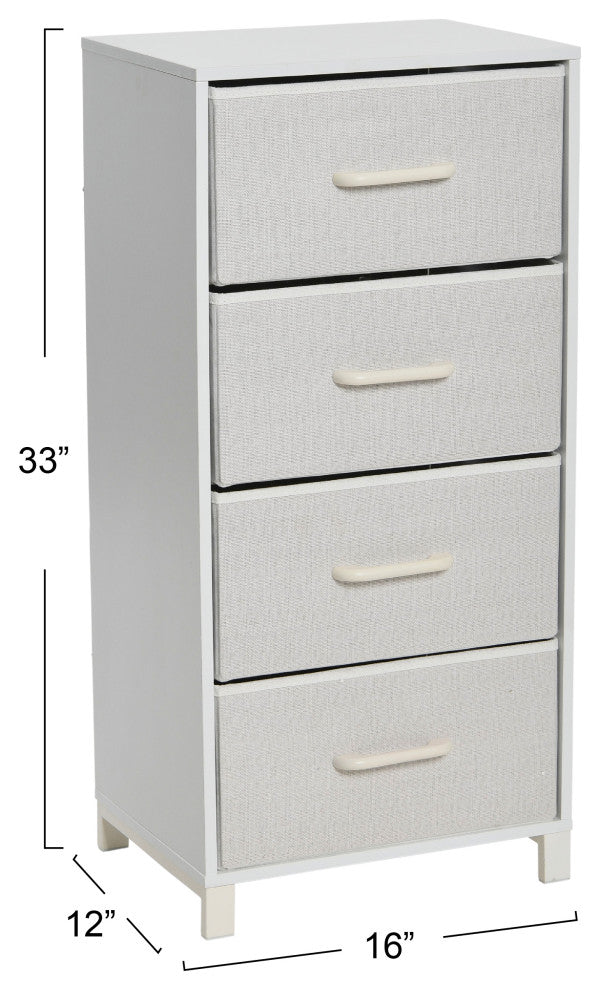 Dresser Tower Chest of Drawers Scandinavian White With 4 White Strorage Drawers
