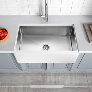 ANZZI Apollo Matte White Solid Surface Farmhouse 36" Single Bowl Kitchen Sink