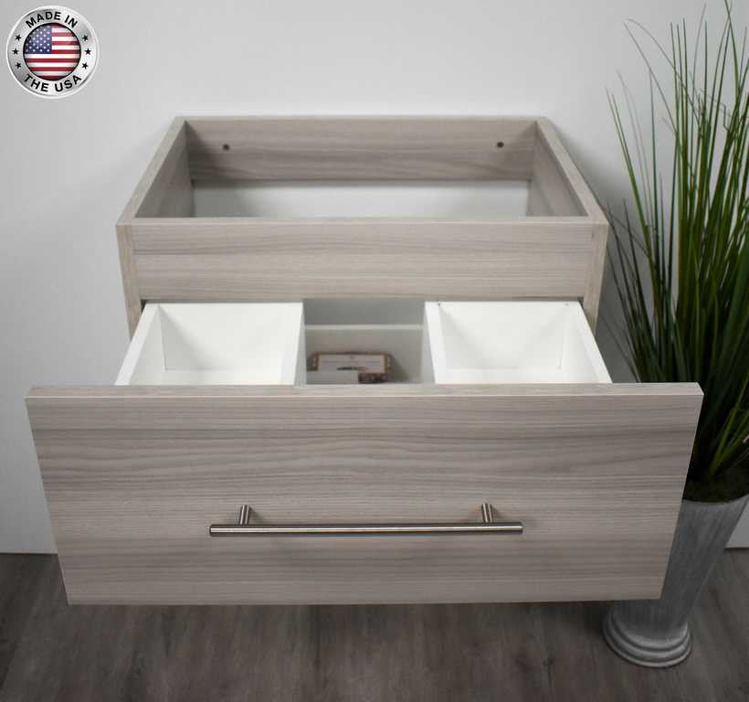 Napa 30" Modern Floating Bathroom Vanity With Round Handles Cabinet Only, Ash Gray