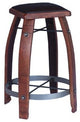Barrel Stave Stool With Chocolate Leather Top, Pine, 28"
