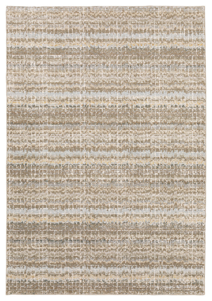 Aegina Gridwork Plaid Ivory/ Grey Area Rug 6'7" x 9'6"
