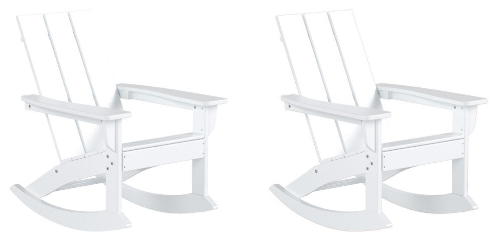 WestinTrends Set of 2 Modern Adirondack Outdoor Rocking Chairs, White