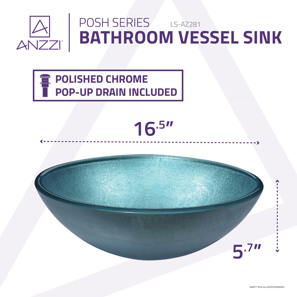 Posh Series Deco-Glass Vessel Sink, Coral Blue