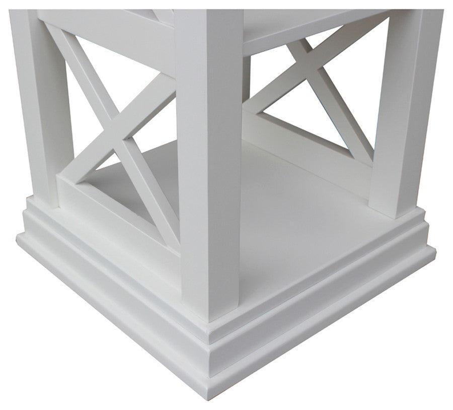 Hampton Accent Table With Shelves, White