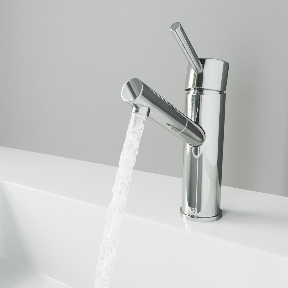 VIGO Noma 8" H Single Handle Single Hole Bathroom Faucet, Chrome