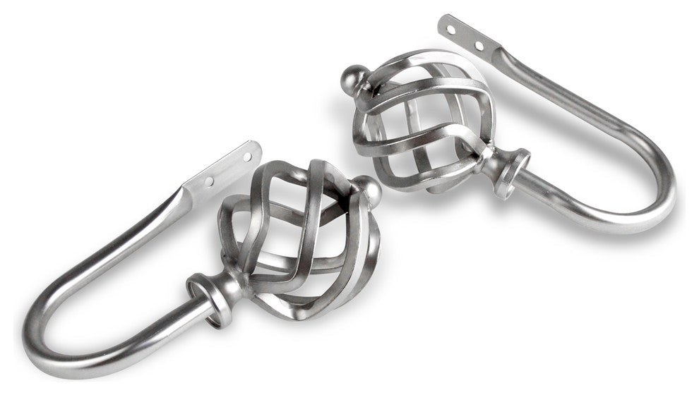 Twist Holdback, Set of 2, Satin Nickel, Satin Nickel