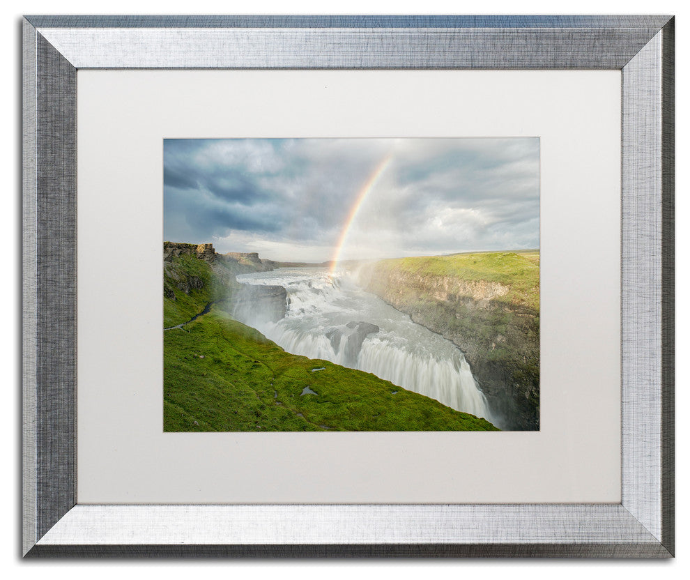 Michael Blanchette Photography 'Gullfoss Rainbow' Matted Framed Art, 20x16