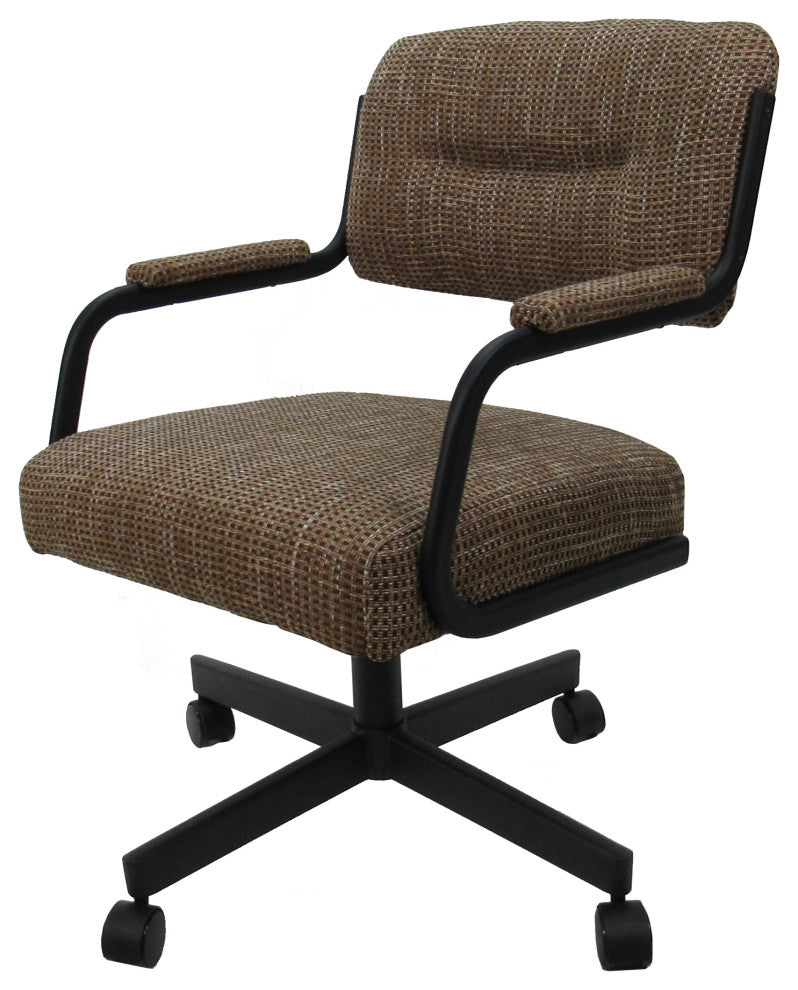 Swivel Tilt Kitchen Caster Chair with Wheels - M-110, Checkered, Gray