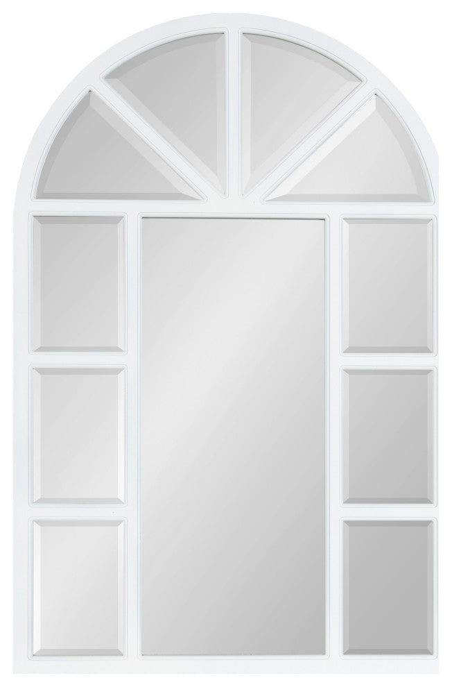 Hogan Arch Windowpane Framed Wall Mirror, White 24x36